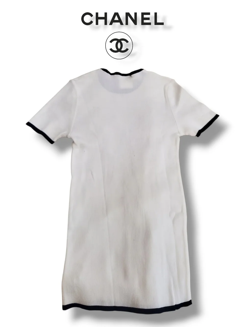 Vintage 1996 Karl Lagerfeld for CHANEL Boutique Ribbed Knit Ringer Top – FR 42